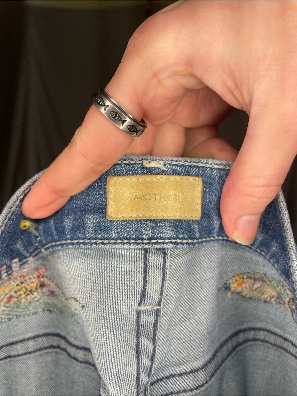 MOTHER Limited Edition Mid Rise Dazzler Ankle I Wet My Plants Embroidered Jeans - Picture 9 of 12